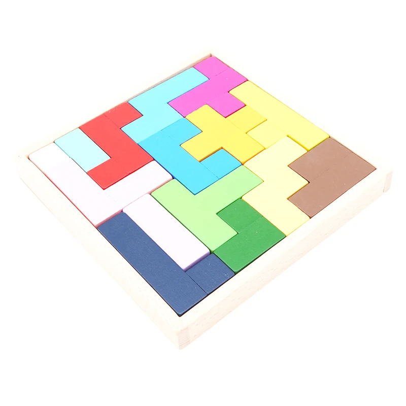 Тетрис игра деревянная головоломка Танграм красочный квадрат IQ игра головоломка интеллектуальные Обучающие игрушки для детей от AliExpress WW