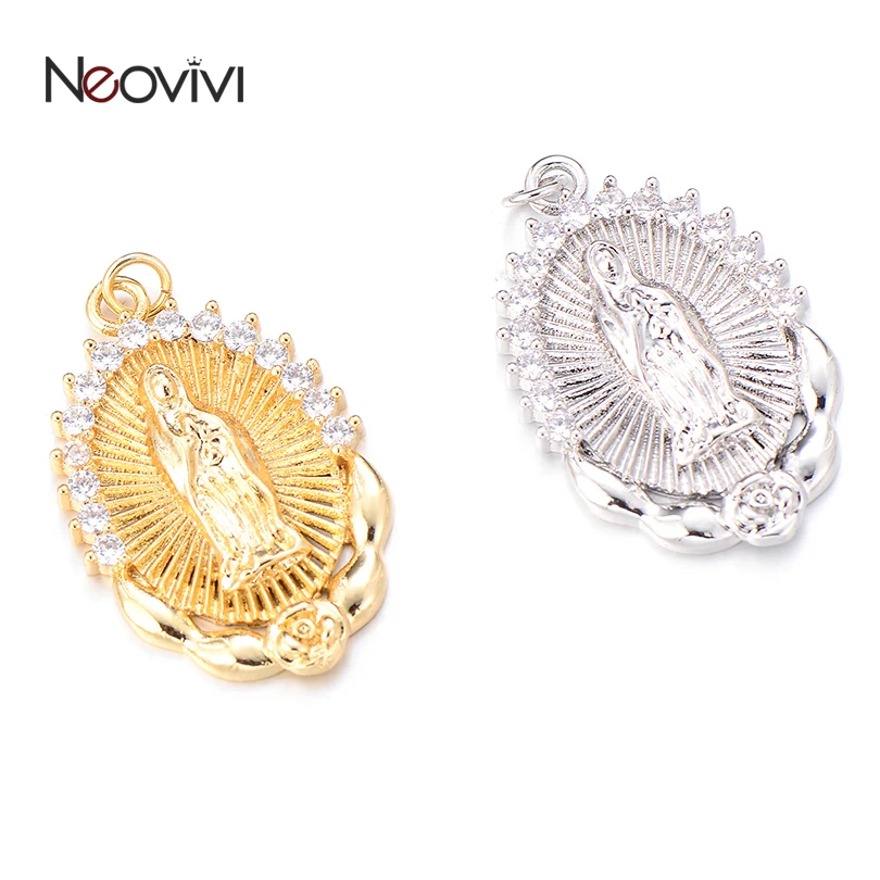 Подвески Neovivi Virgin Дева Мария для изготовления ожерелий бусины золотого цвета с