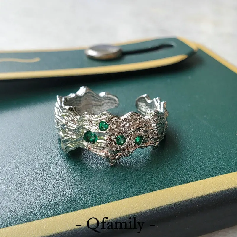 New Arrival 925 Sterling Silver Crown Shape Rings for Women Men CZ Irregular Texture Adjustable Jewelry Ring Gifts