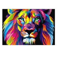 full drill round drill 5d diy diamond painting colorful lion embroidery cross stitch 5d home decor gift