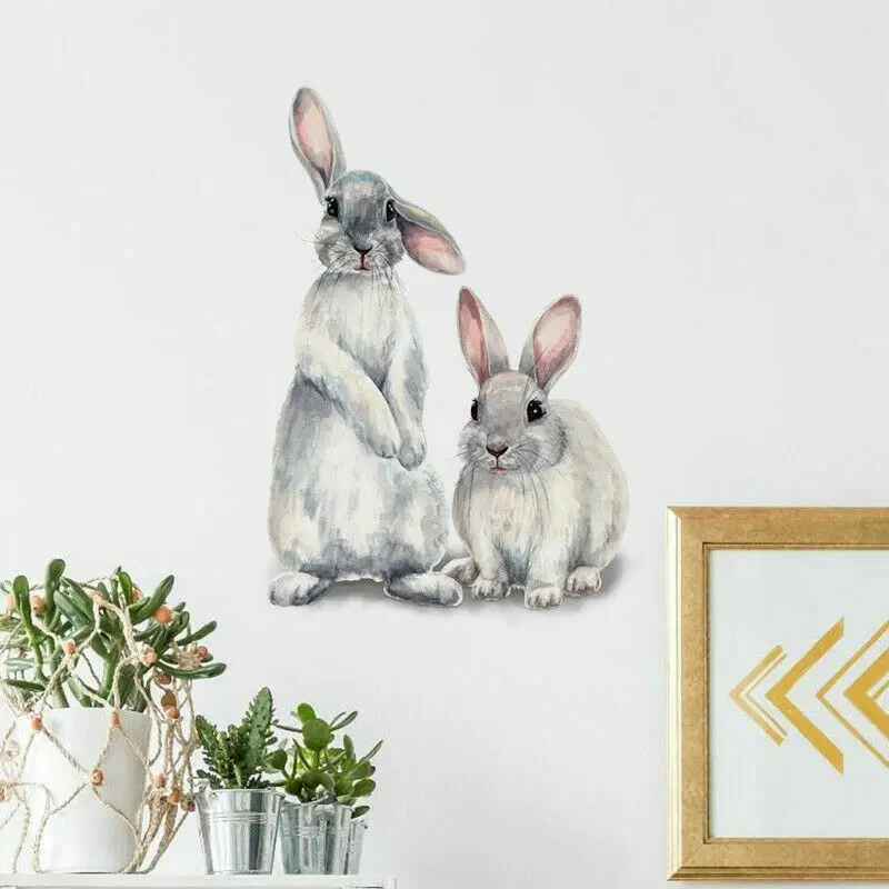 

3D Rabbit Pattern Wall Stickers Living Room Bedroom Fashion Decals Family Atmosphere Beautifully Decorated Wall Stickers