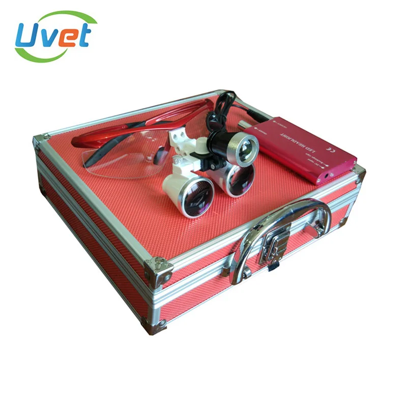 Reddish brown Uvet медицинский светодиодный налобный фонарь 3,5x лупа, налобный фонарь с регулируемой высокой интенсивностью, заряжаемый налобный фонарь для дома и больницы - Цвет: Reddish brown
