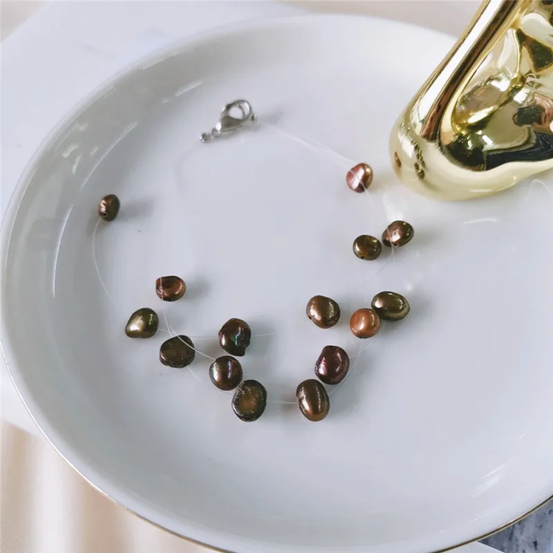 Многослойный жемчужный браслет DAIMI в стиле барокко белый/розовый/черный/кофейный