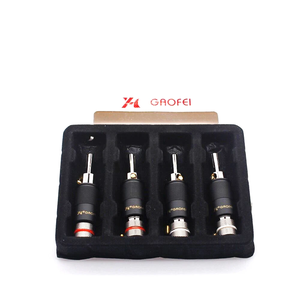 Gaofei RHO019B Rhodium Plated Speaker Cable Banana Terminal Plug Connector 4pc | Электроника