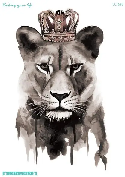 Временные татуировки поддельные тату-Стикеры свирепый лев тату флеш-тату