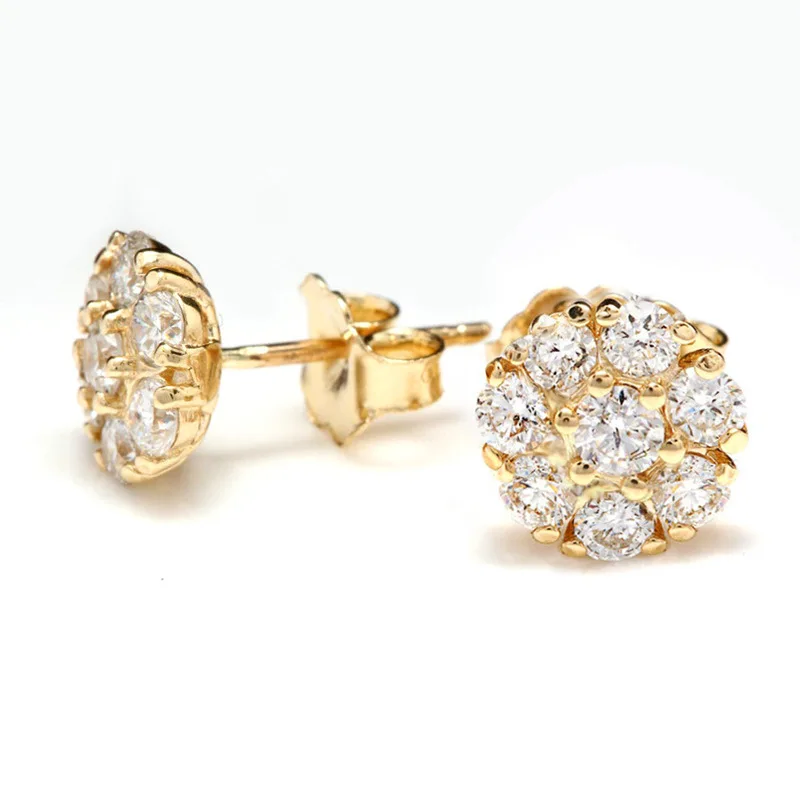 

Gorgeous Gold Color AAA Zircon Stone Flower Stud Earrings For Women Wedding Band Evening Party Women Statement Jewelry