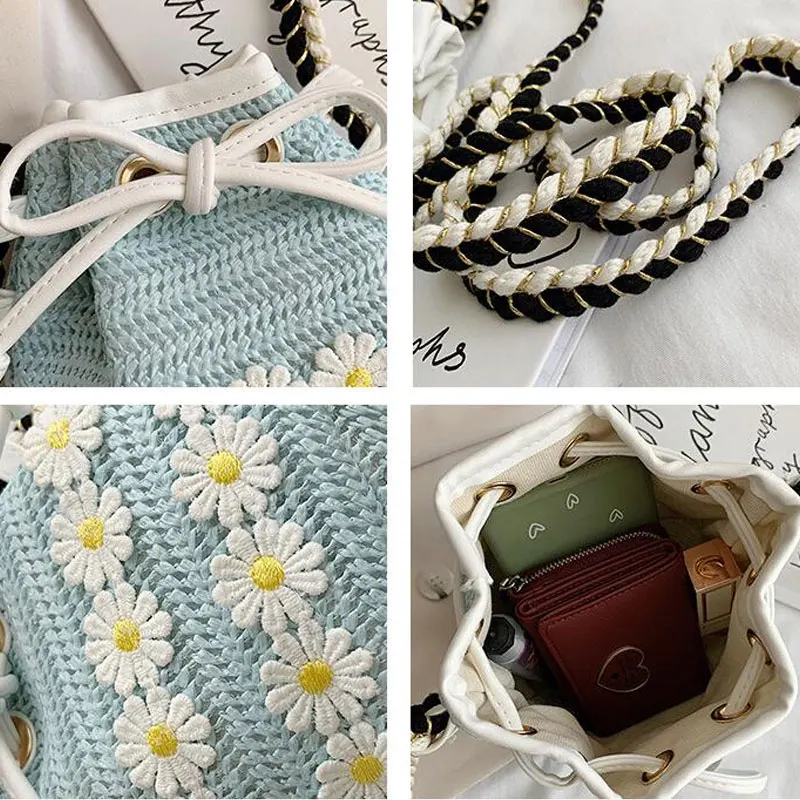 Богемные соломенные сумки для женщин 2020 тканая насосная мини сумка-ведро пляжные