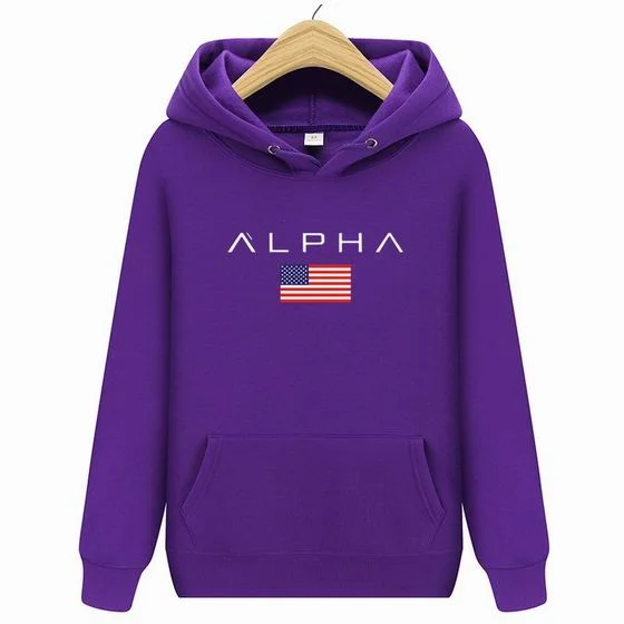 Мужская Высококачественная модная толстовка с буквенным принтом Alpha Industries Мужская/женская осенняя и зимняя новая брендовая Толстовка - Цвет: Purple