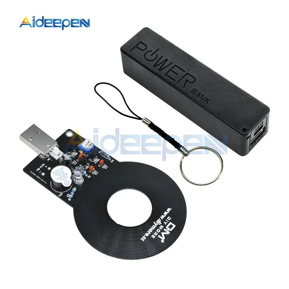 Detector Black Case Детектор металла Комплект DC 3 V-5 V 60 мм детектив Бесконтактный Сенсор модуль с 18650 USB Мощность банка коробки DIY Kit детектор металла искатель - Цвет: Detector Black Case