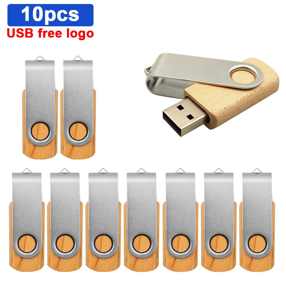 

10pcs/lot Free LOGO Wooden and metal block pen drive 4GB 16gb 32gb 64GB wood Usb Flash Drive Memory Stick wedding gifts