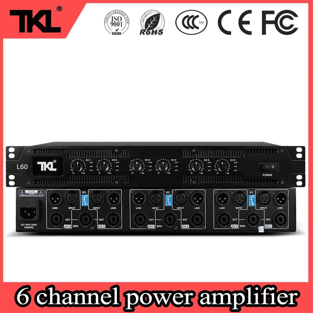TKL 6 каналов 6*450 вт 8ohms L60 профессиональный DJ усилитель свадьба HIFI маленький