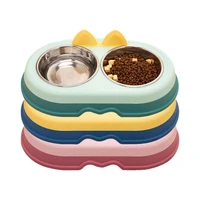 stainless steel double pet bowls dog food water feeder pet drinking dish feeder cat puppy feeding container supplies
