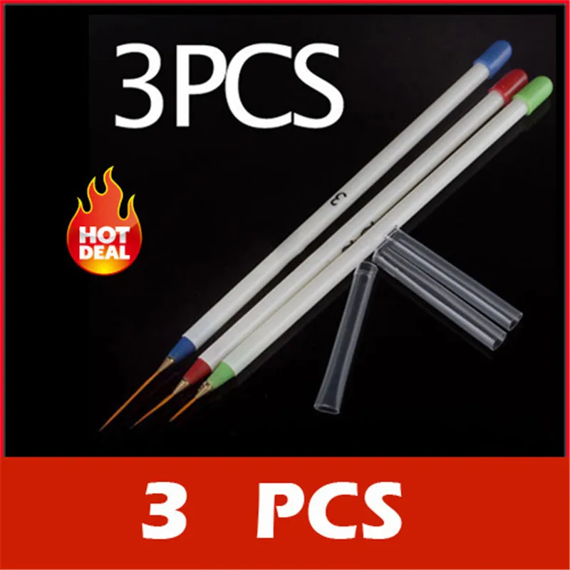 

Hot Sale 3X Nail Art Acrylic Tips Liner Drawing Brush Pen Nail art tools