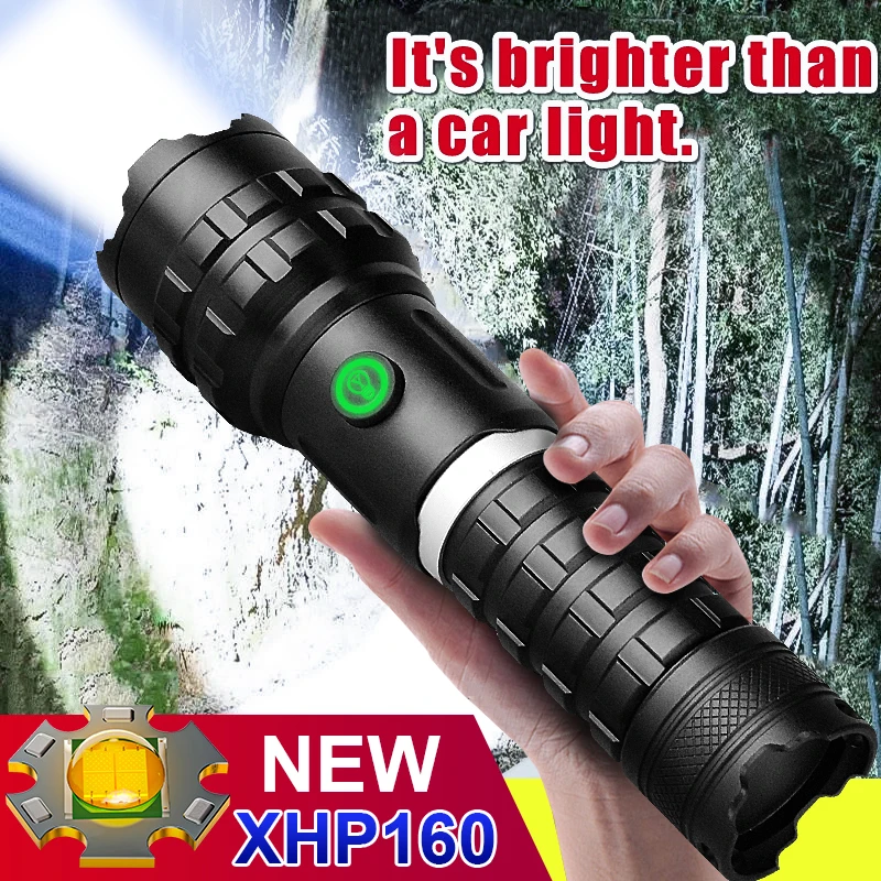 

Самый мощный светодиодный фонарик Ali XHP160, перезаряжаемый от USB тактический фонарик 18650, суперъяркий охотничий фонарь XHP90, лампа