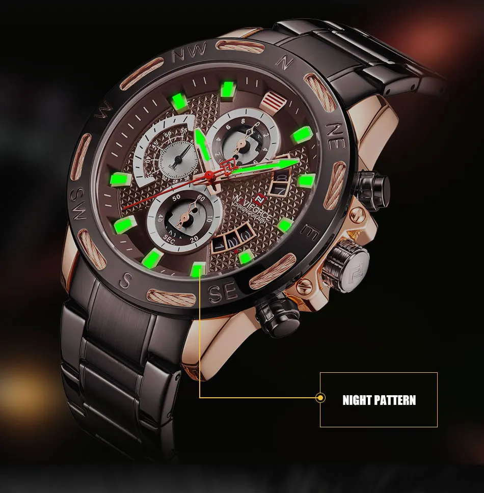 Часы наручные NAVIFORCE мужские с хронографом спортивные брендовые Роскошные