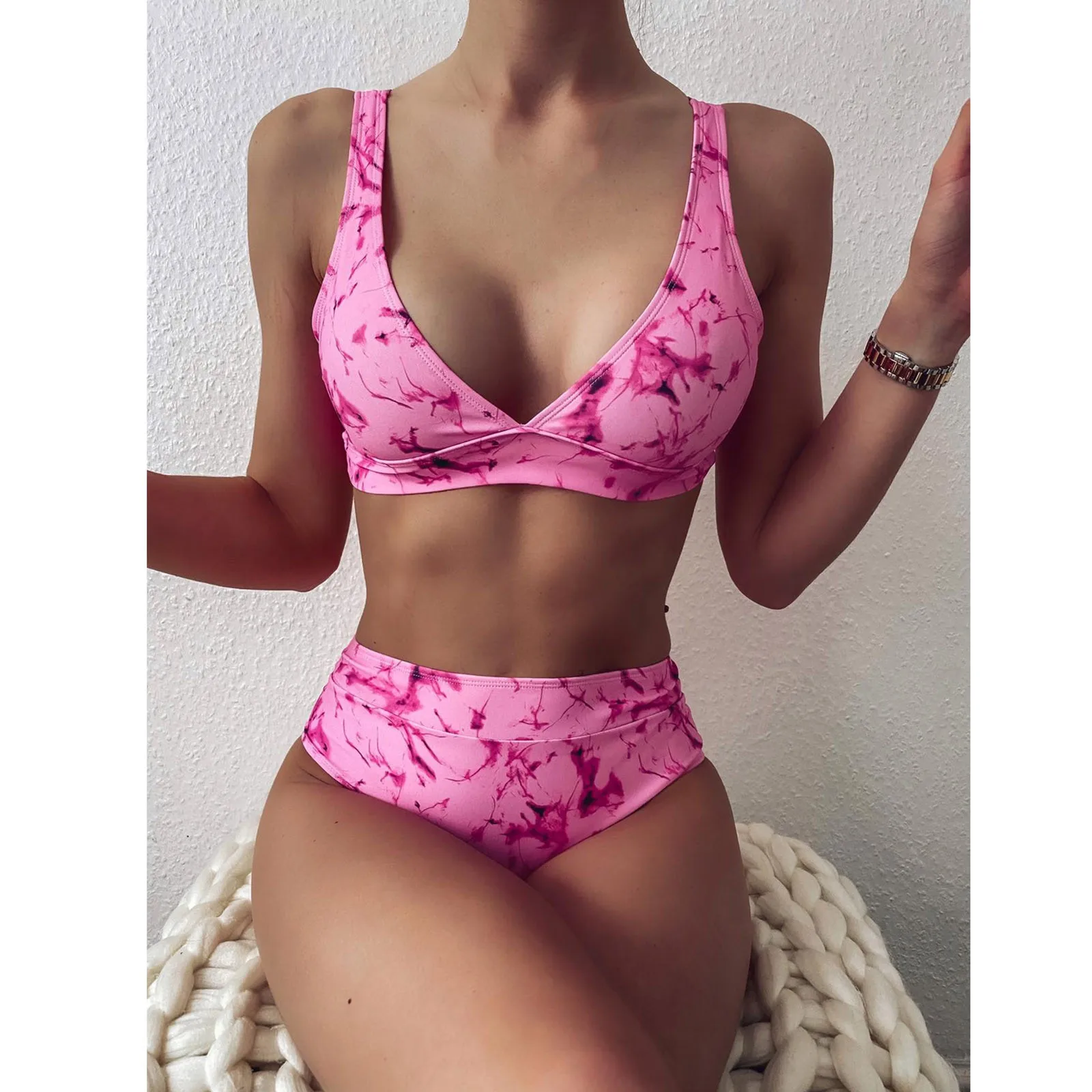 

Women Girls Beachwear Fashion Push-Up Bandeau Bandage Bikini Set Brazilian Swimwear Swimsuit Two-Piece Print Swimming Suits