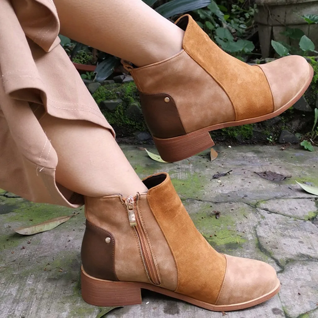 Модная женская зимняя обувь сезон осень-зима замшевые ботинки на квадратном