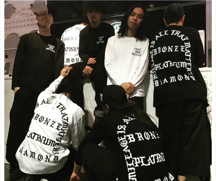Ulzzang корейский стиль High Street бренд Kanye Кокосовая футболка с длинным рукавом буквенный принт пара оверсайз S~ 3XL