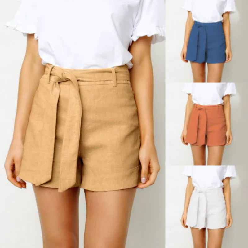 Женские летние пляжные шорты для отдыха повседневные с высокой талией улицы в
