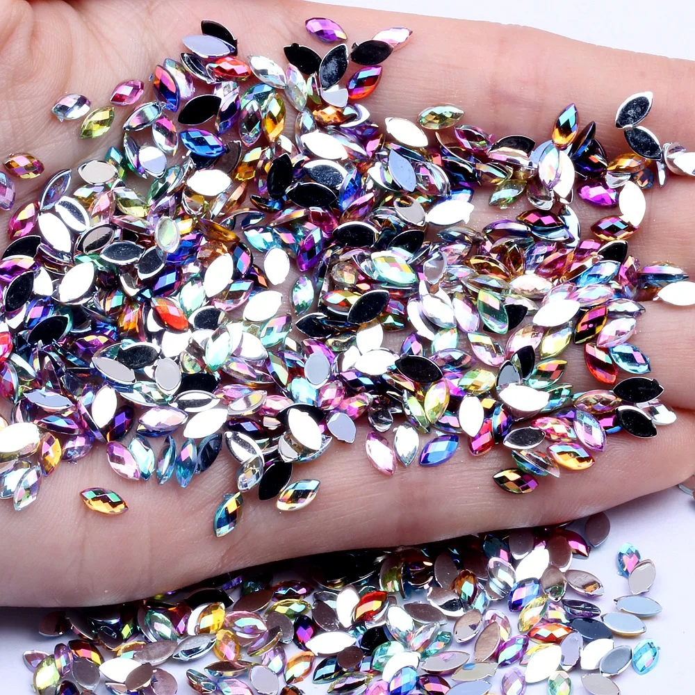 12 разноцветных лошадиный глаз набор сверл плоская задняя часть AB Стразы отделкой