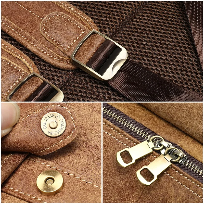 

MVA Genuine Leather Men's Backpack Schoolbag Men Laptop Backpacks Leather Luxury Backpack Travel Male College Bag Pack Mens 8829