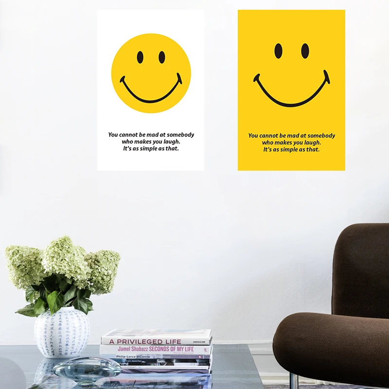 

Geometric Art Poster Cartoon Smiley Still Life Pattern Canvas Painting Wall Art Home Wall Decoration for Living Room and Bedroom