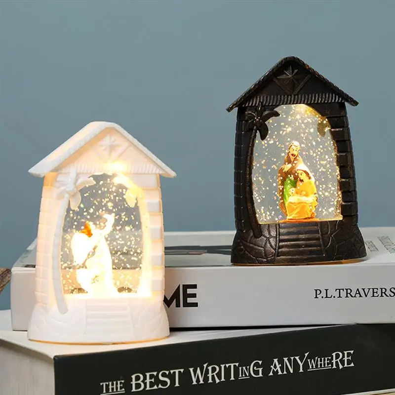 

Christmas Jesus Wind Lamp Festival Scene Adornment LED Lamp Home Desktop Shop Window Snowflake Crystal Wind Lantern