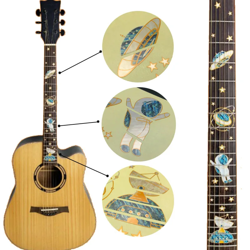 Сделай сам космос астронавт гитары гриф гавайской инкрустация Стикеры наклейки