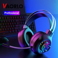 vaorlo profession game earphone rgb light with hd microphone super hifi bass for game usb wired headphones for computer laptop