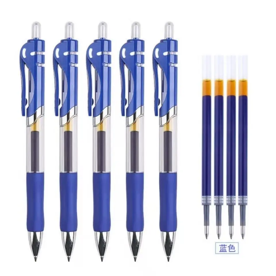 

5+20pcs Lot Press Gel Pen 0.5mm Refill Ballpoint Signature Pen Meeting Black Red Blue Student Learning Office Supplies Work