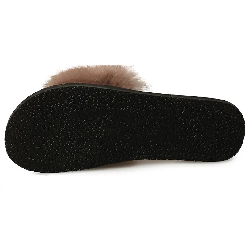 Новинка сезон осень женские меховые шлепанцы сандалии-шлепанцы стильная пляжная