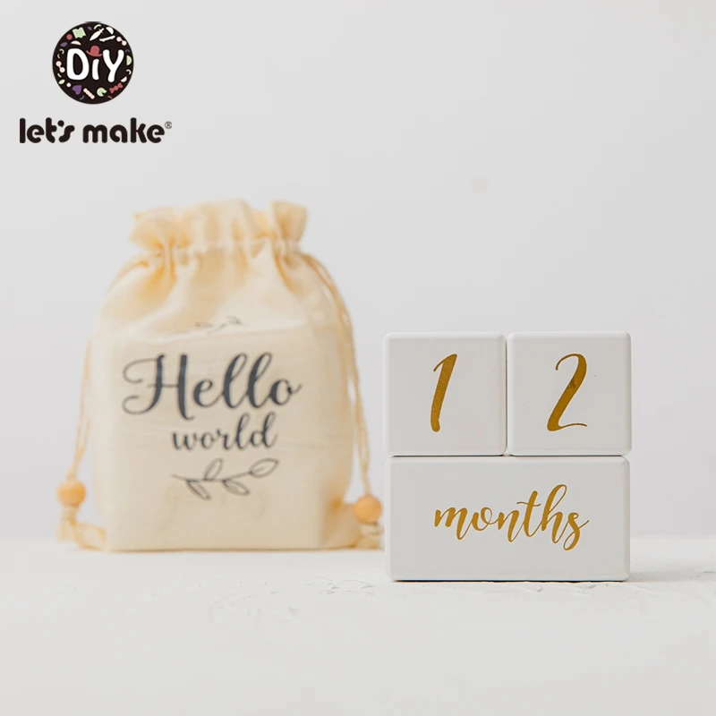 

Let's make Baby Milestone Cards Square Engraved Wood Infants Bathing Gift Newborn Photography Calendar Baby Photo Accessories