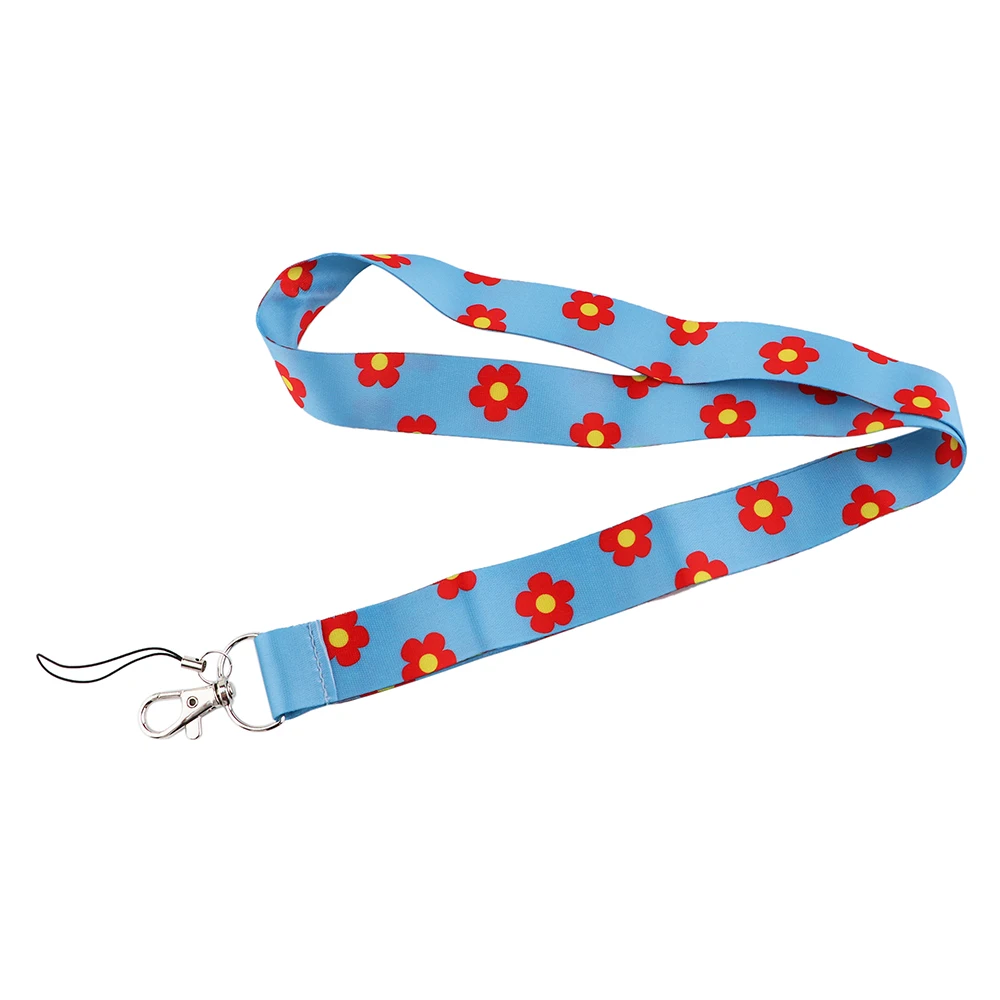 

JF300 Small Red Flower Woman Neck Strap for key ID Card Gym Phone USB Badge Holder DIY Hanging Rope Lanyard