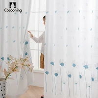 2022 embroidered sheer tulle curtains for bedroom gauze curtain pastoral voile curtain for living room balcony window gauze