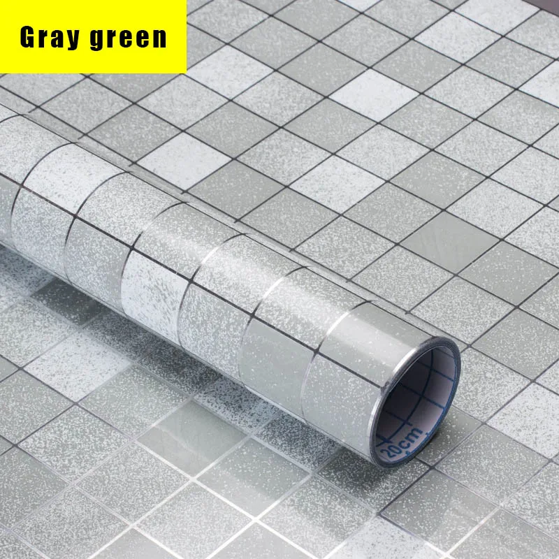 Gray green Кухня маслостойкие наклейки высокая температура виниловая мозаика самоклеющиеся обои ванная керамическая плитка для туалета водонепроницаемые наклейки на стену - Цвет: Gray green