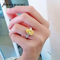pansysen chi 925 sterling silver pear cut simulated moissanite citrine gemstone ring white gold color fine jewelry drop shipping