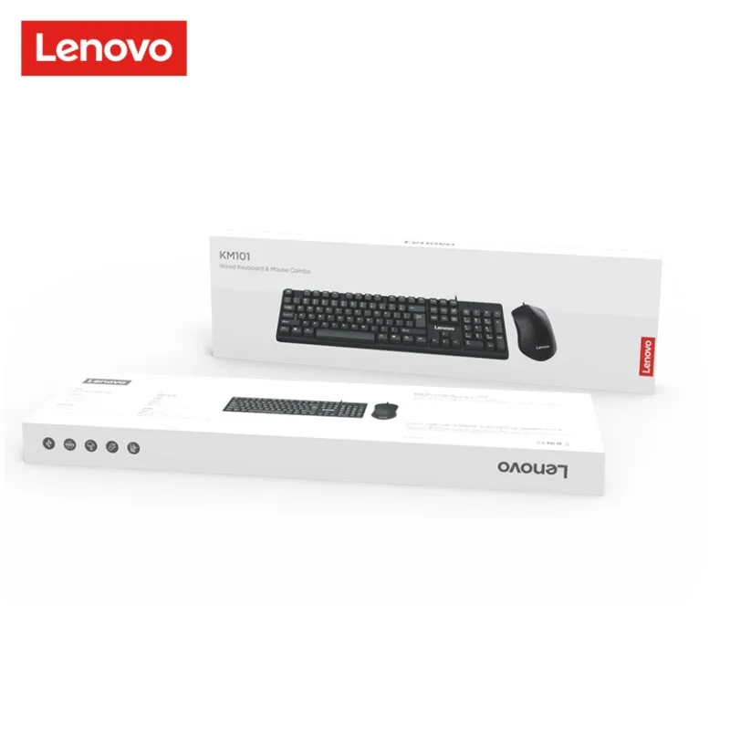 

Lenovo KM101 Computer Desktop Keyboard Mouse 104 Keys For Windows 2000 / XP / VISTA / win7 / win8 / win10