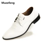 Мужские туфли Mazefeng в деловом стиле, классические Нескользящие туфли, заостренный носок, на шнуровке, однотонные, дышащие, белые, 2018