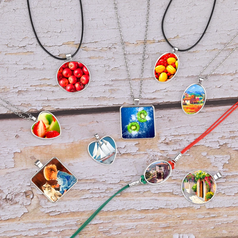 JUYA 4pcs Pendant Cabochon Base DIY Charms Necklace Keychain Findings Jewelry Making Matching Glass Crafts Supplies Accessories | Украшения