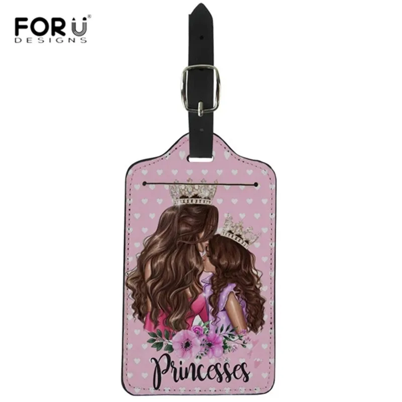 FORUDESIGNS/2 шт./компл. аксессуары для путешествий мультфильм девушки супер мама печать багажа защитные чехлы милый чемодан Чехлы багажная бирка - Цвет: HK817Z24