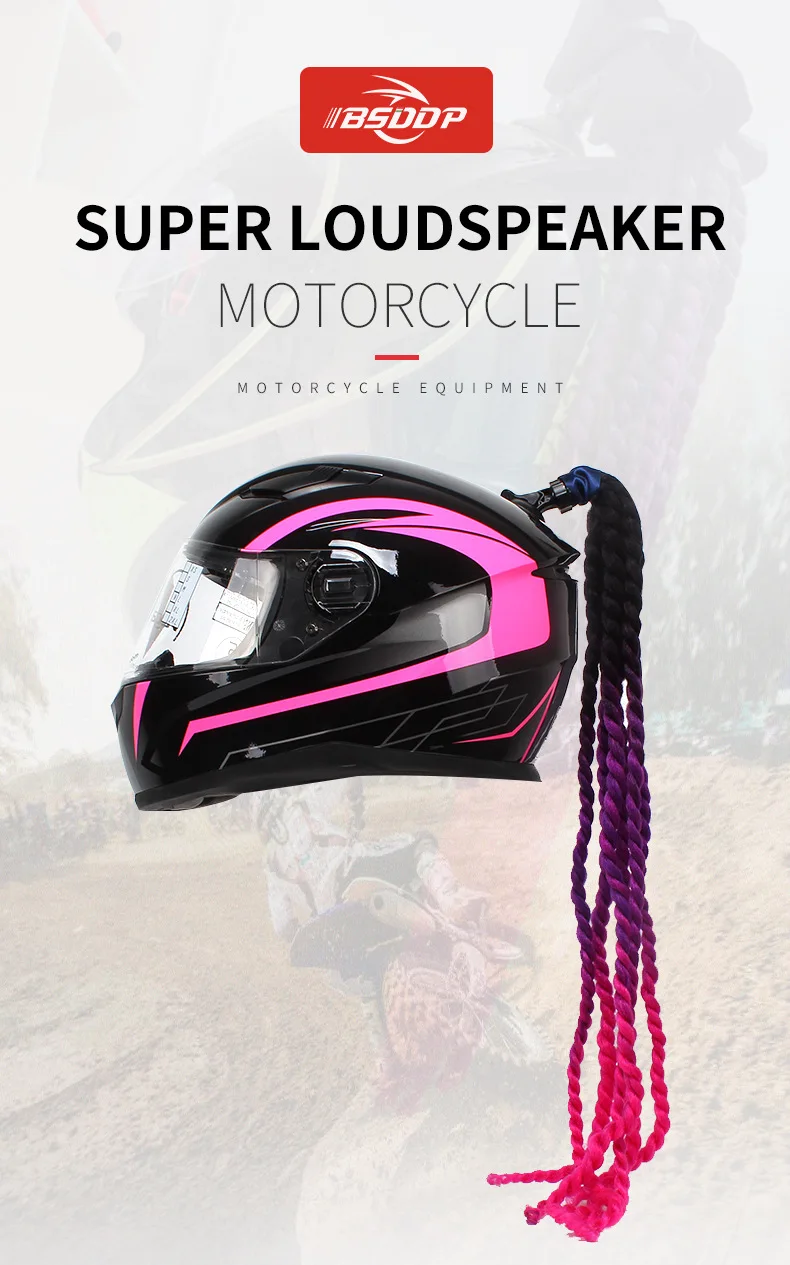 

Helmet accessories Helmet braid double braid with suction cup detachable ponytail wig