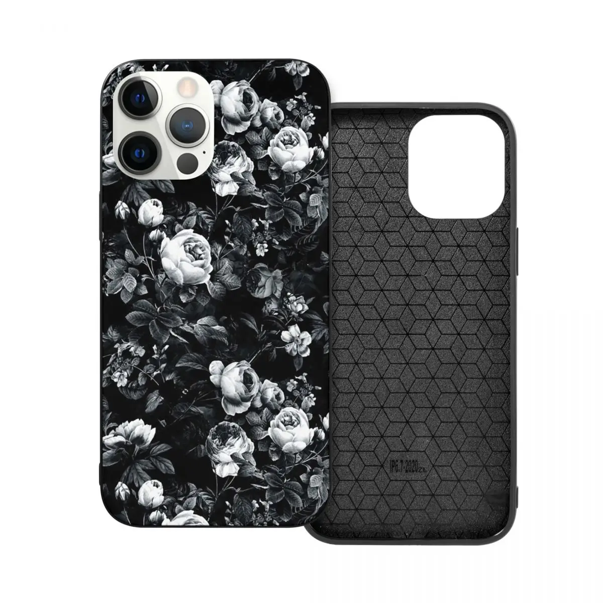 

Roses Black And White PC Glass TPU Phone Case for iPhone 12 11 Xs Xr X Pro Max Mini 7 8 Se2 Plus 6 6S