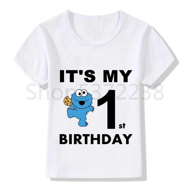 Футболка для мальчиков и девочек на день рождения с принтом Улица Сезам печенье