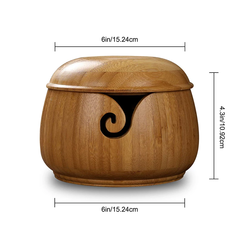 Bamboo Wool Storage Bowl Knitting Needle Organizer Dustproof Plush Ball Handmade Sewing Tools | Дом и сад