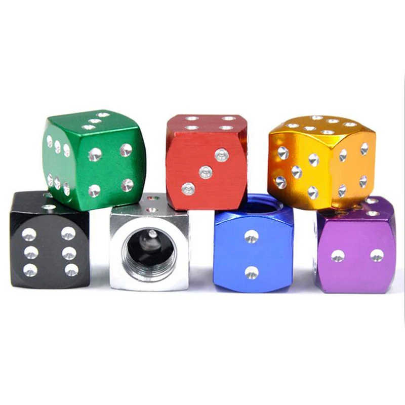 

4X Dice Style Tire Wheel Valve Stems Caps For Universal Motor Cap Dice Tire Tyre Valve Caps Bicycle Valve Accessories