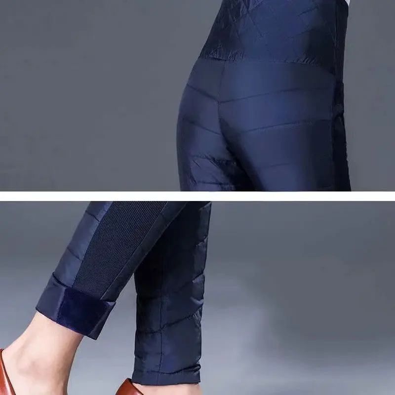 

Fashion Glossy Slim High Waist Duck Down Pants Women 2021 Winter Snow Wear Big Size Cotton Pants Casual Thick Warm Pencil Pants