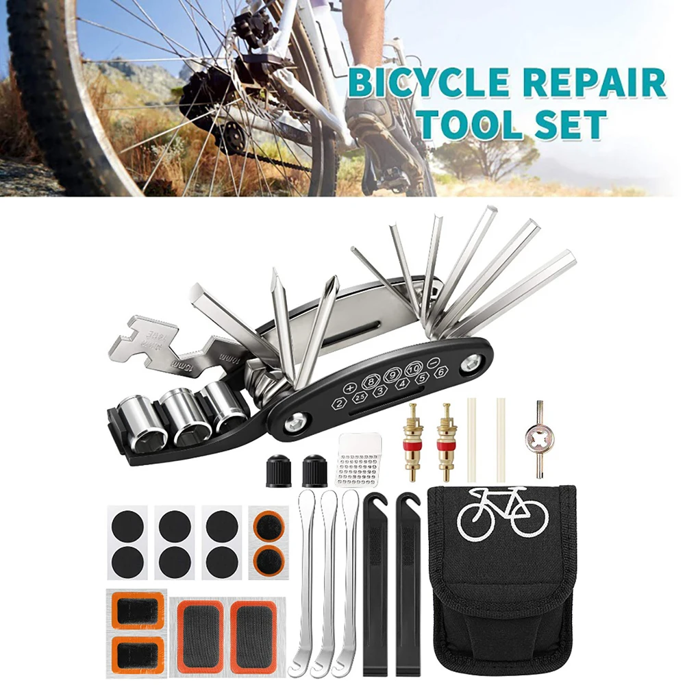 

Multifunction 11 In1 Bicycle Repairing Set Bike Bike Repair Tool Kit Wrench Mountain Cycling Tools Screwdriver Chain Hex Spoke
