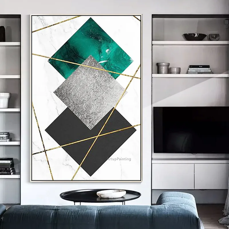 Новейшая Геометрическая картина маслом на холсте ручная роспись абстрактный