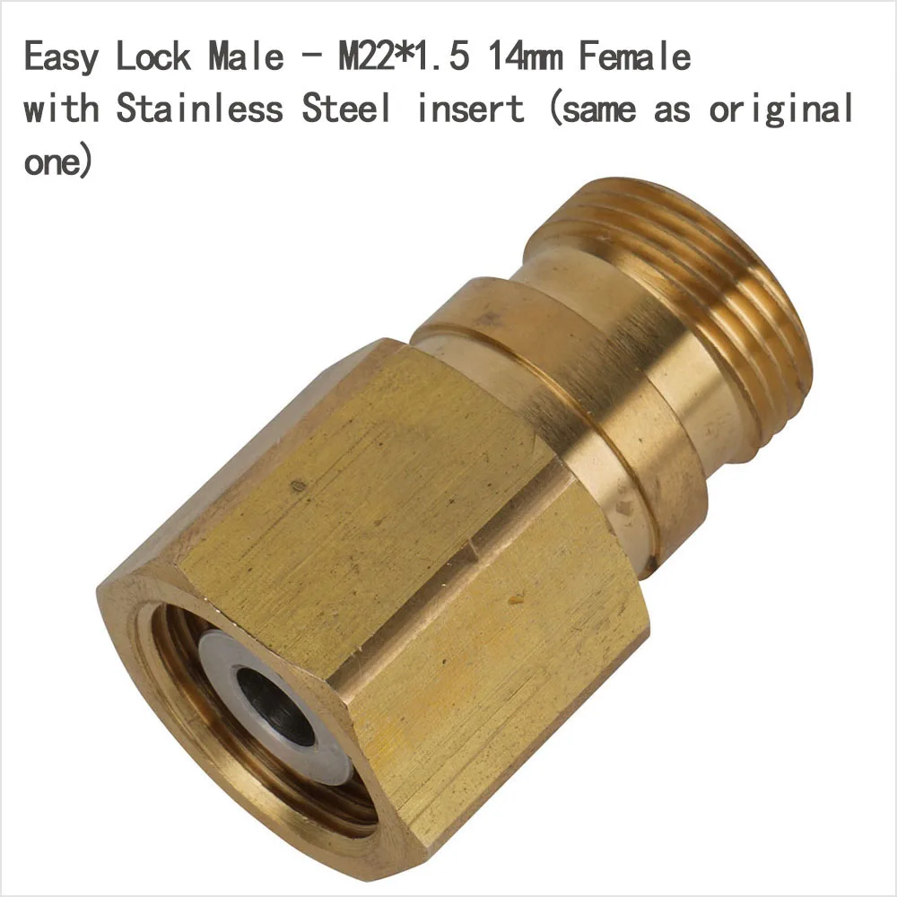 Адаптер для стиральной машины для сопла Easy Lock Male-M22* 1,5 14 мм Female с вставкой из нержавеющей стали(такой же, как и