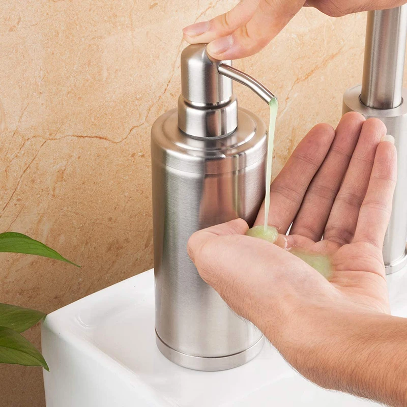 

Stainless Steel Liquid Soap Dispenser Bottle Durable Waterproof Soap Pumps Bathroom Accessory